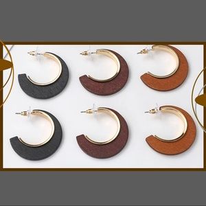 Wood Hoop Earrings 3 Color Choices